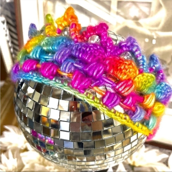 CROCHETED RAINBOW CROWN EAR WARMER - Picture 2 of 2